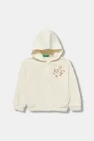 Dětská bavlněná mikina United Colors of Benetton béžová barva, s kapucí, s aplikací, 3J68G503W