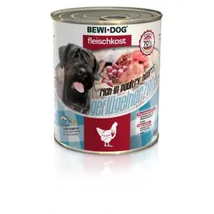 Bewi-Dog konzerva čisté maso bohaté na drůbeží srdce 800 g