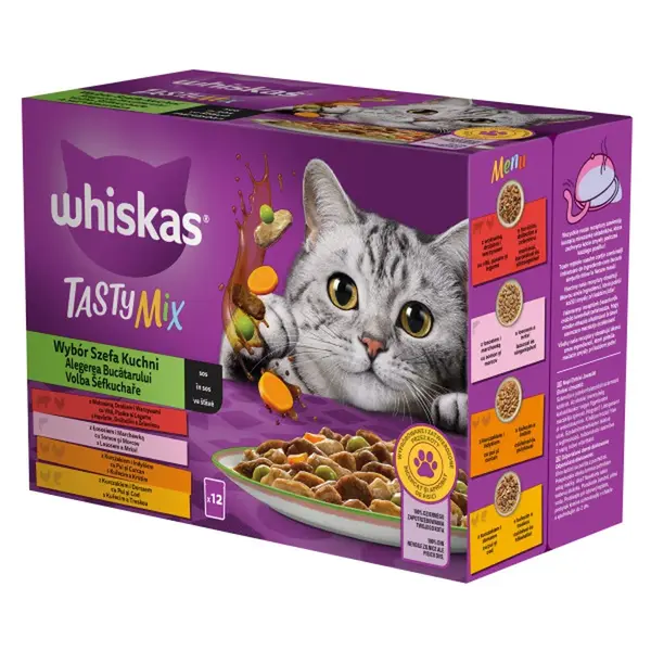 Whiskas Tasty Mix Chef's Choice zmiešaný výber pre dospelé mačky 12 x 85 g