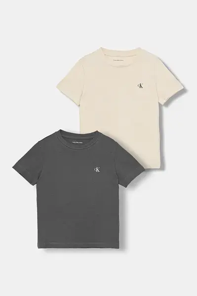 Dětské bavlněné tričko Calvin Klein Jeans 2-pack šedá barva, IB0IB01093