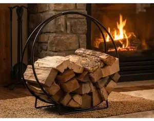 Kovový stojan na dřevo ke krbu Oskar, černý