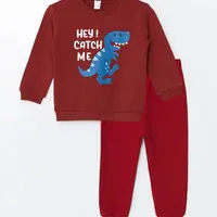 LC Waikiki Crew Neck Long Sleeve Printed Baby Boy Sweatshirt and Tracksuit Bottom 2-Piece Set