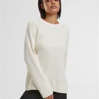 Women's ribbed knitted sweater cream