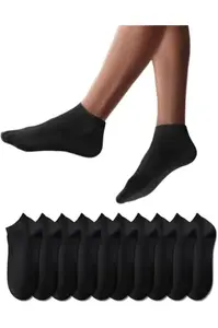 26278 Dewberry Unisex 10-Pack Sports Ankle Socks-BLACK