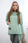 Sweatshirt with a long back and a hood in dark mint