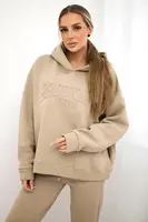 Insulated cotton set, sweatshirt + trousers Brooklyn light beige