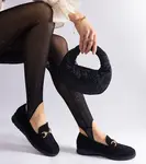 Gemre Čierne dámske mokasíny s perforáciou z eko semišu Sandoval