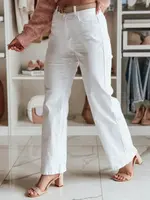 Dámske biele nohavice wide leg DELUSSIA