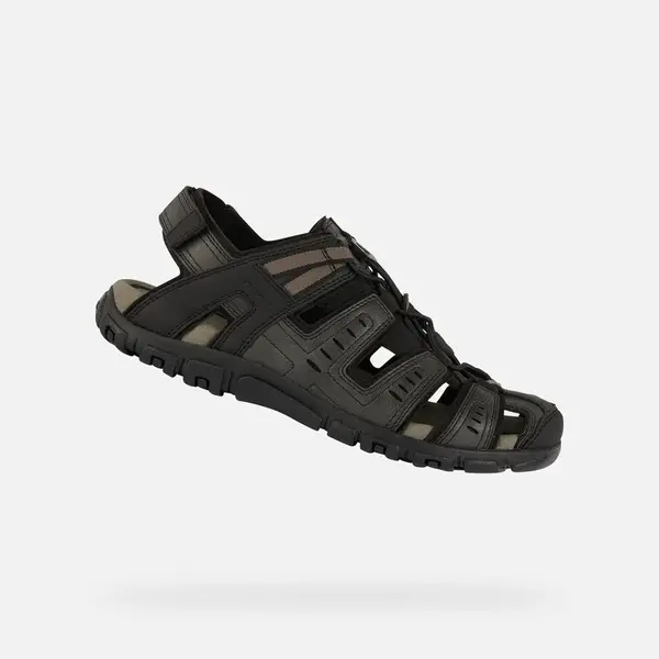 Black Men's Sandals Geox Strada - Men's