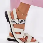 Dámske Kožené Sandále Na Plochosť Pata Leopard Vinceza