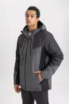 DEFACTO Fit Water Repellent Jacket Windproof Slim Fit Slim Cut Hooded Zippered Pocket