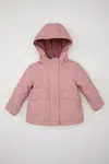 DEFACTO Baby Girl Hooded Soft Furry Coat