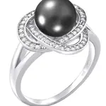 Silvego Stříbrný prsten Laguna s pravou přírodní černou perlou LPS0044B 57 mm