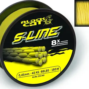 Black cat splétaná šňůra s-line žlutá-průměr 0,45 mm / nosnost 50 kg / návin 180 m
