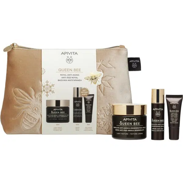 Apivita Queen Bee Gift Pouch (with Light Cream) dárková sada proti stárnutí pleti