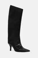 Kožené kozačky Patrizia Pepe dámské, černá barva, na podpatku, 2Y0037 L048 K103