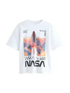 Next Tričko 'NASA'  modrá / oranžová / čierna / biela