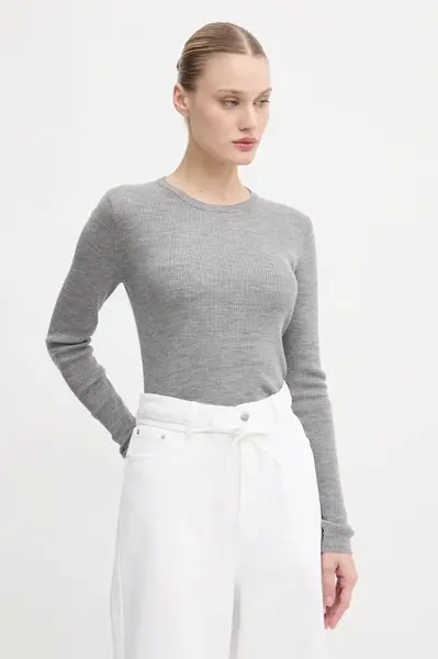 Vlněné tričko s dlouhým rukávem Day Birger et Mikkelsen Mariana šedá barva, DAY65243602