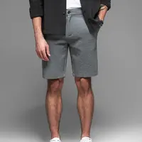 Ombre Men's SLIM FIT short shorts in structured melange knit - black