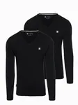 Ombre Set of men's SLIM FIT longsleeves with V neckline and logo 2-pack