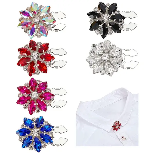 6Pcs Brass Glass Rhinestones  Cufflinks