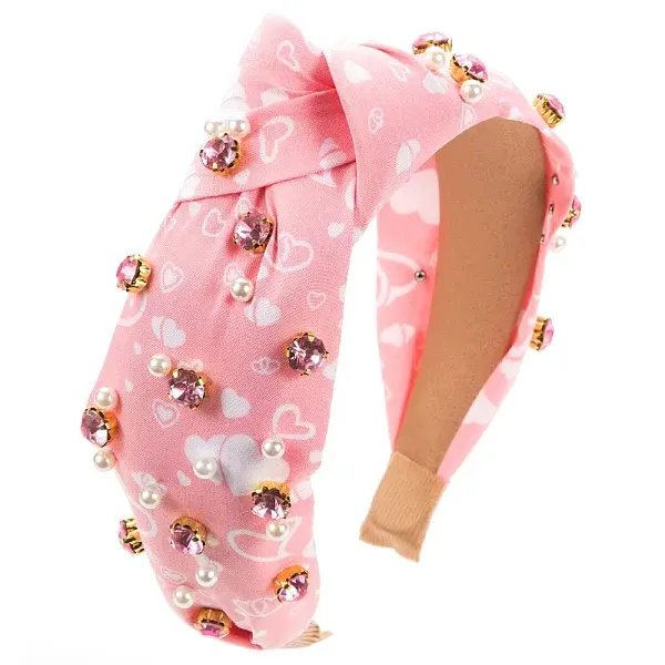 Valentine's Day Pearl Rhinestone Hair Bands