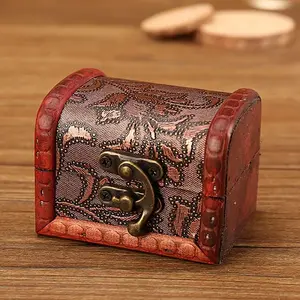 Retro Engraved Wood Jewelry Storage Treasure Boxs with Clasps