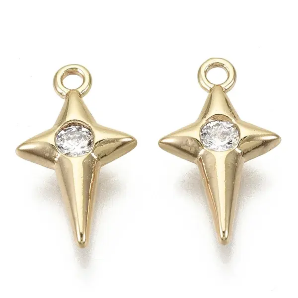 Brass Micro Pave Cubic Zirconia Charms