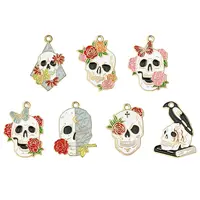 14Pcs 7 Styles Halloween Alloy Pendants