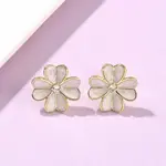 Flower Brass Enamel Stud Earrings