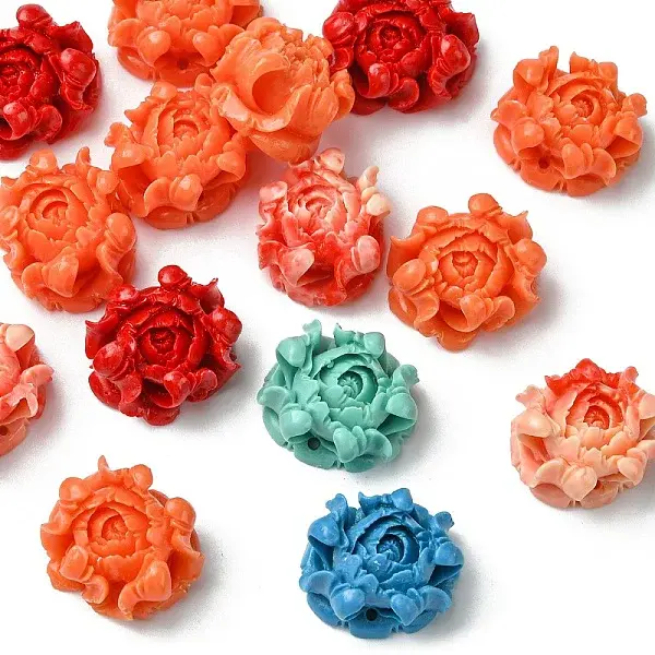15pcs Synthetic Coral Pendants