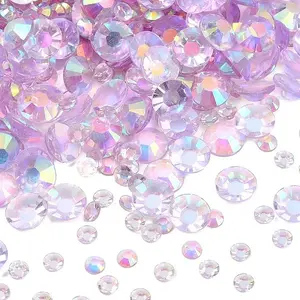 Electroplated Transparent Flat Back Resin Rhinestone Cabochons