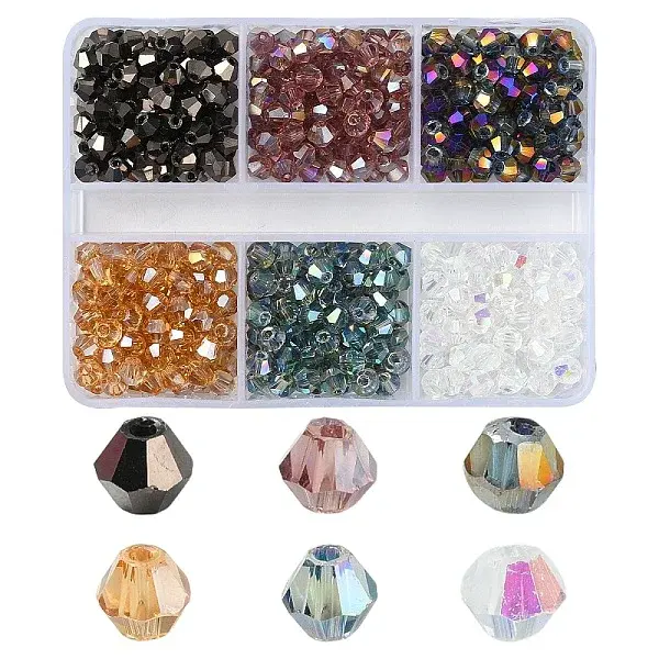 600Pcs 6 Styles Electroplate Glass Bead Strands