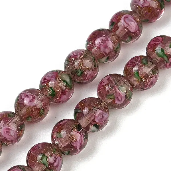 Handmade Glod Sand Lampwork Beads Strands