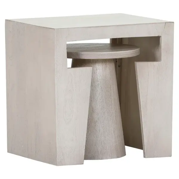 Carryhome SADA STOLKŮ, mangové dřevo, bílá