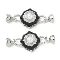 Flower Brass Micro Pave Clear Cubic Zirconia Fold Over Clasps