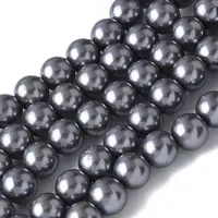 Baking Painted Pearlized Glass Pearl Round Bead Strands