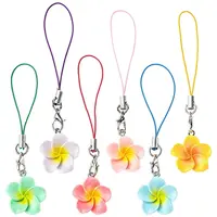 12Pcs 6 Colors Flower Resin Mobile Straps