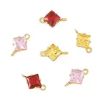 Brass Pave Cubic Zirconia Rhombus Connector Charms