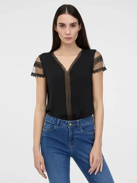 Orsay Černé dámské tričko s krátkým rukávem - Dámské