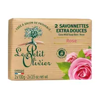 Le Petit Olivier Extra jemné mýdlo Růže 2x100 g