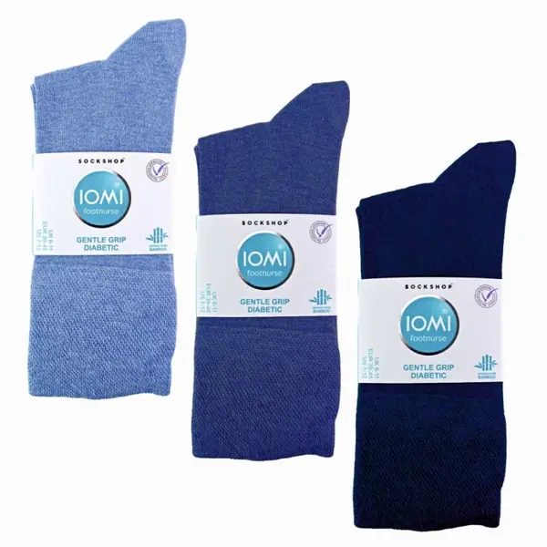 6 párov pánske IOMI Diabetik Bambusové tenké ponožky Modré voľný lem