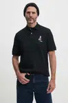 Bavlněné polo tričko Polo Ralph Lauren černá barva, s aplikací, 710953336