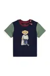 Bavlněné dětské tričko Polo Ralph Lauren tmavomodrá barva, s potiskem, 320952881001
