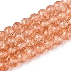 Spray Painted Crackle Glass Beads Strands