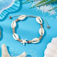 Ocean Theme Adjustable Cowrie Shell & Coconut Braided Bead Bracelets