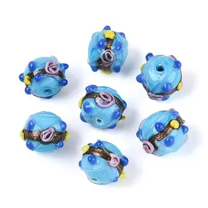 Handmade Gold Sand Lampwork Beads