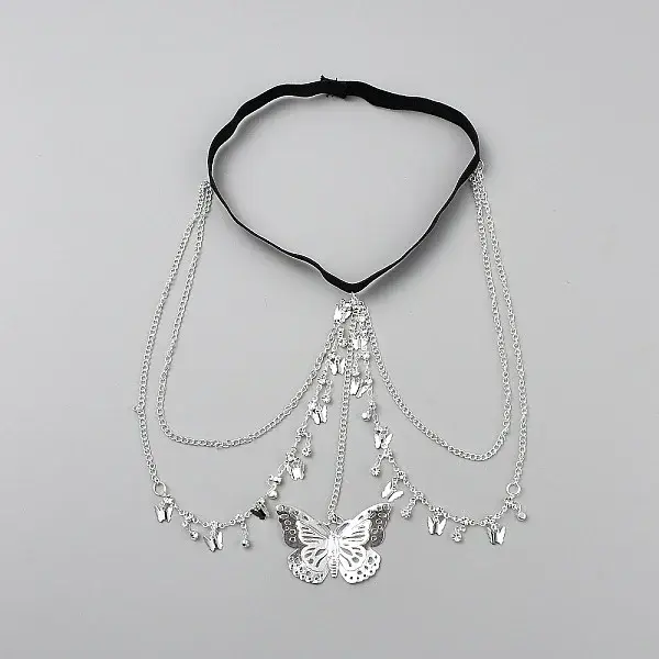 Alloy Sexy Elastic Multilayer Tassel Butterfly Leg Chain
