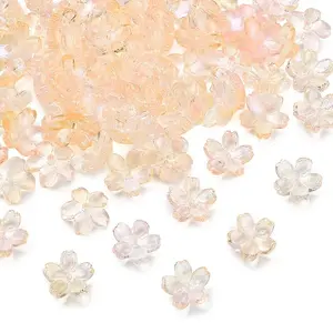 60G Baking Painted Transparent Glass Bead Caps