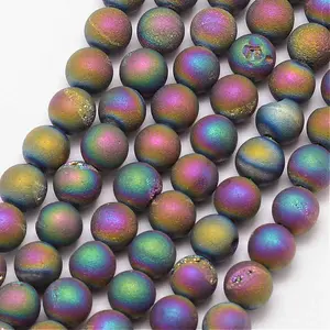 Electroplated Natural Agate Bead Strands